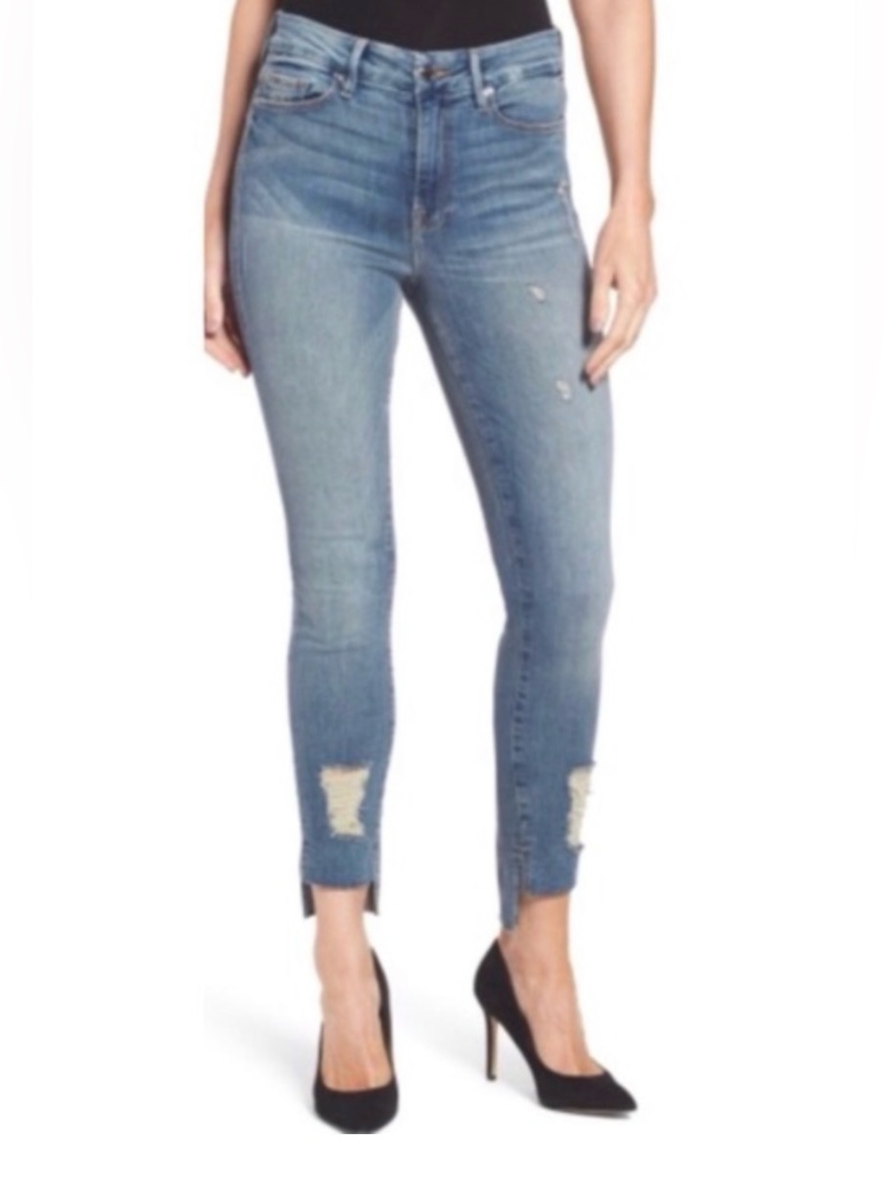 Good American Good Legs Raw Hem Skinny Jeans